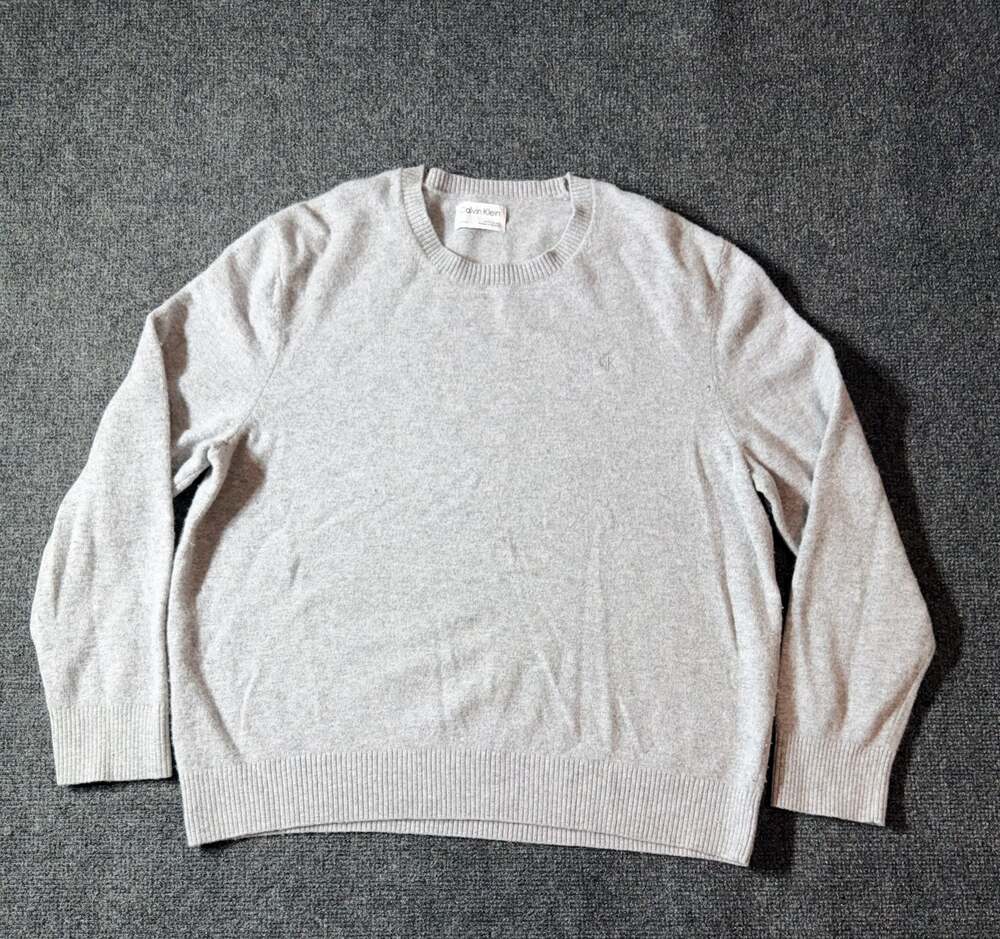 Calvin Klein Grey 100% Wool Crewneck Sweater XL